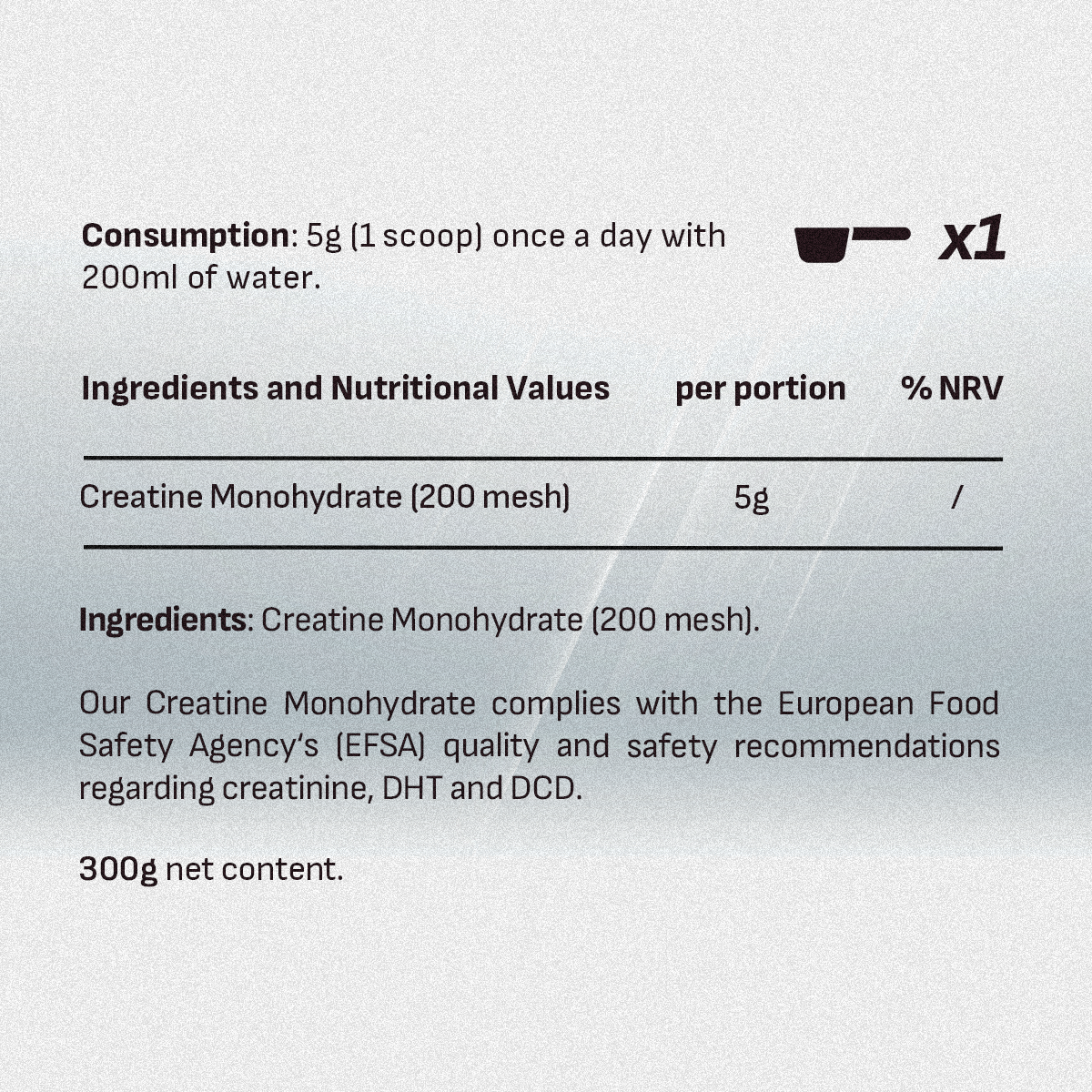 Creatine nutritional label of a food supplement from Beyond Nutrition