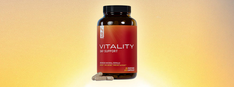 Promotional banner for the product Vitality from Beyond Nutrition with yellow background