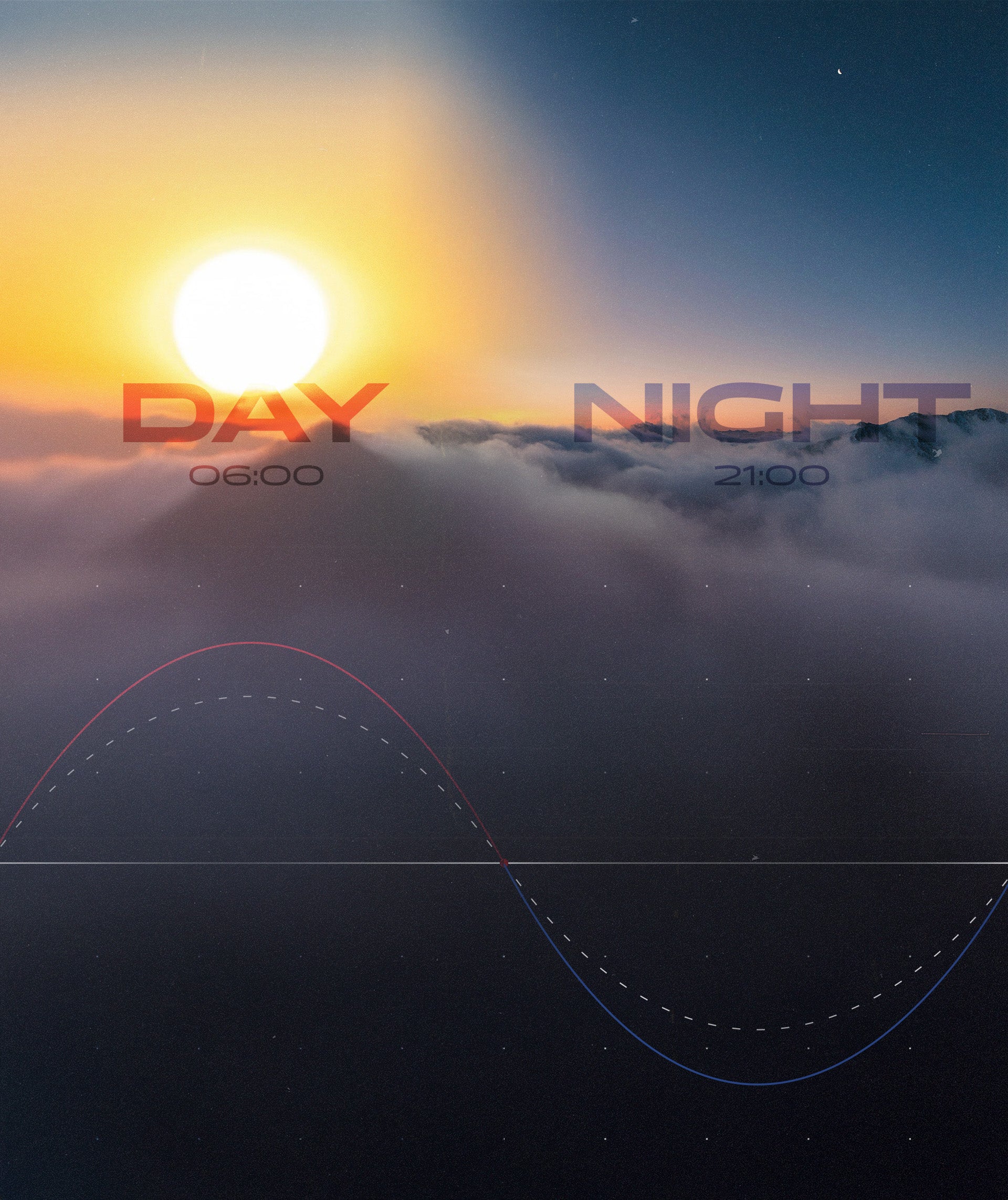 Day and Night in a single image with sun on the left and night on the right side by Beyond Nutrition.