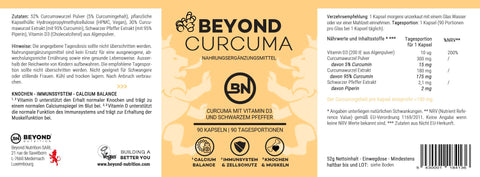 Beyond Nutrition - Beyond Curcuma mit Vitamin D3 - Nahrungsergänzungsmittel