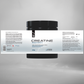Creatine monohydrate powder container with label on a gray background