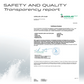 Safety and quality transparency report from Agrolab Lufa GmbH with certification details.