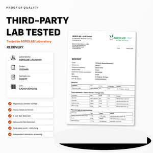 A third party test protocol of the product RECOVERY from Beyond Nutrition.